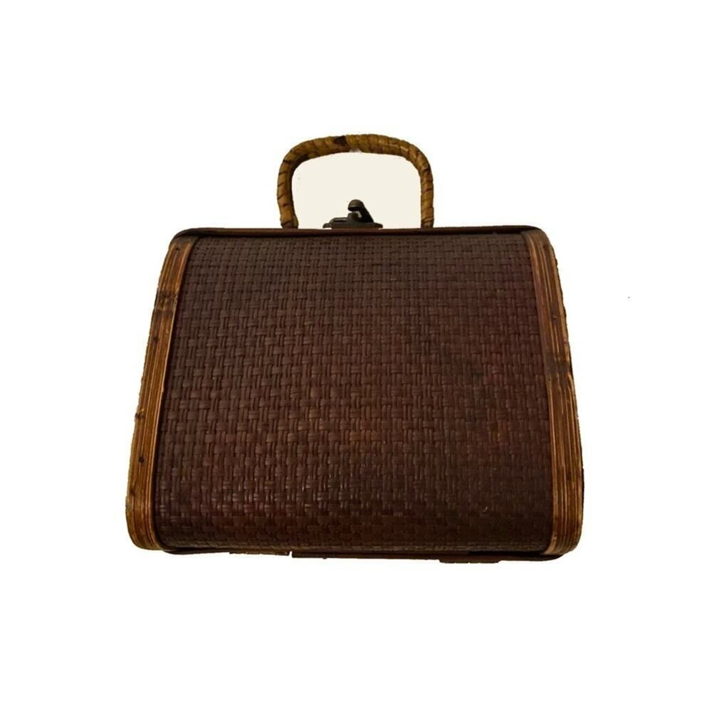 Vintage Wooven Wooden Purse EUC